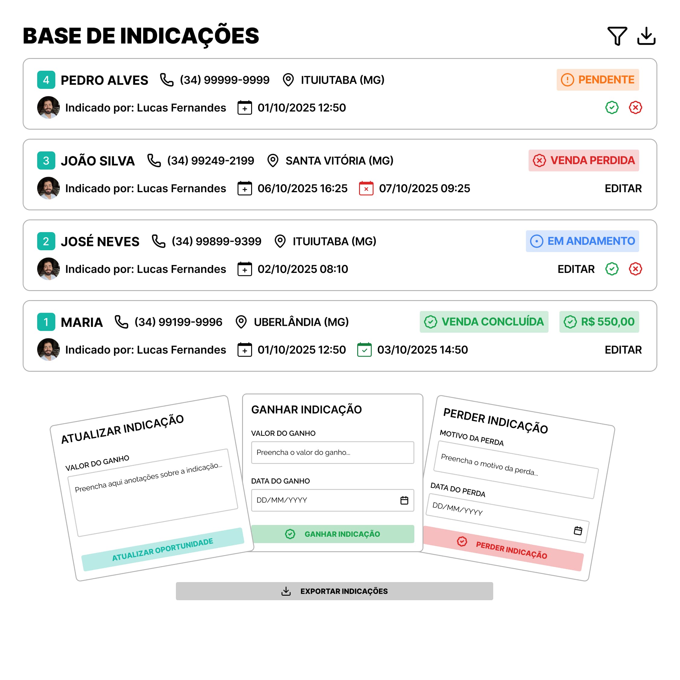 Gerenciamento de Indicações